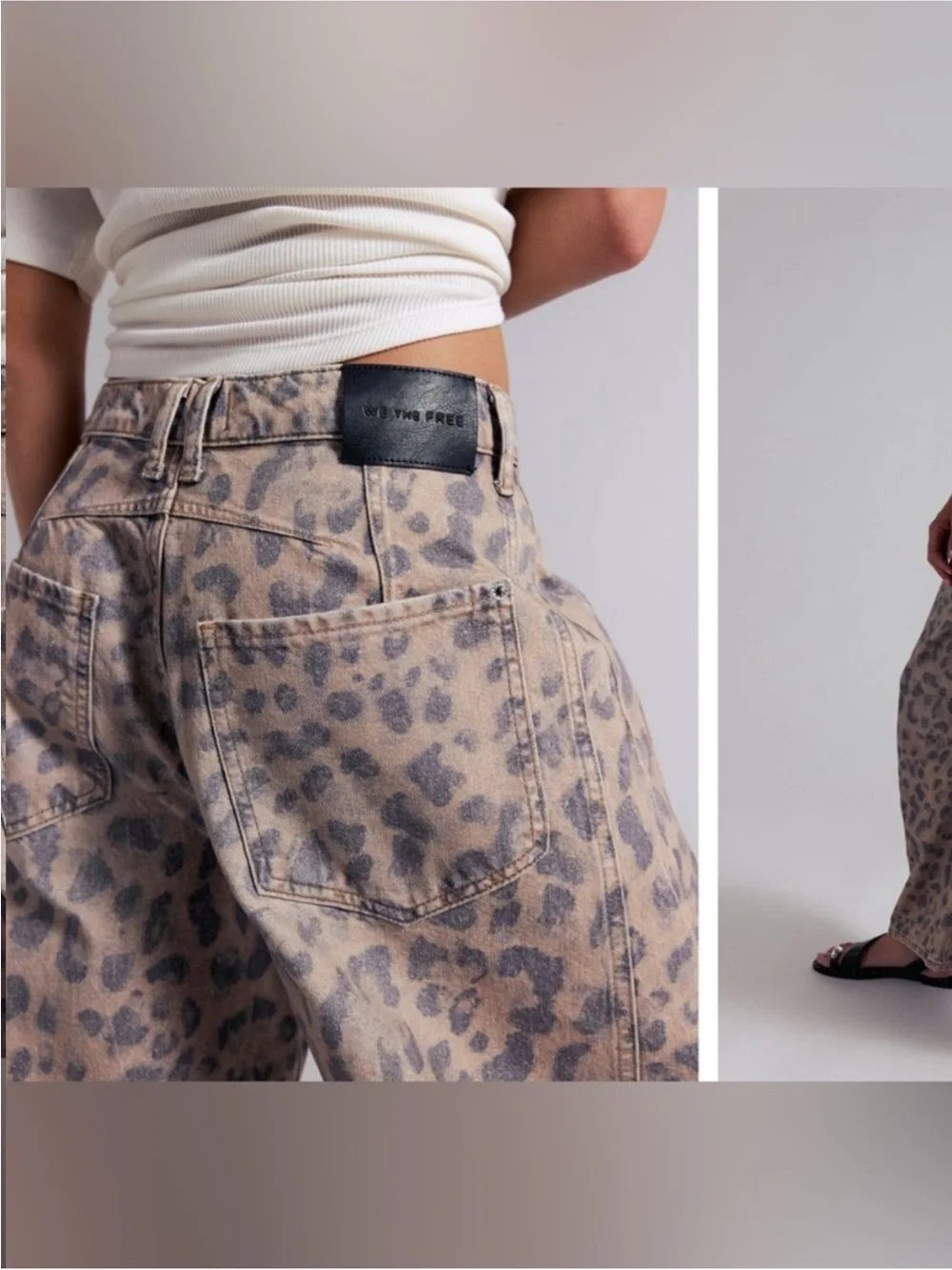 NWOT Free People We The Free Good Luck Printed Barrel Jeans - brown sugar - 28 - Picture 5 of 12